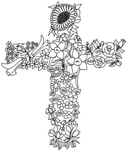 cross made of flowers