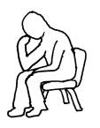 a line drawing of someone sitting and thinking
