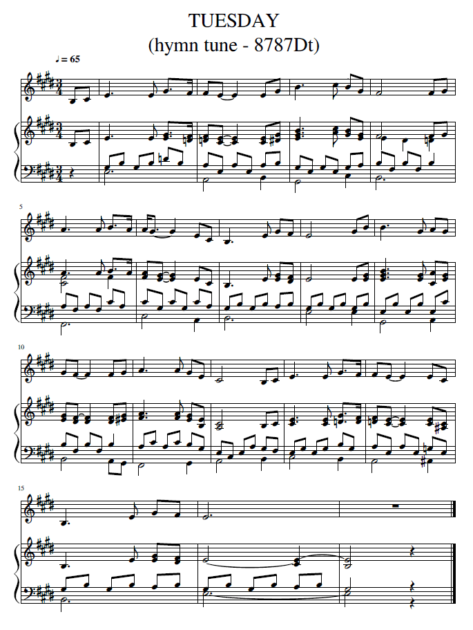 picture file of a hymn tune with piano accompaniment